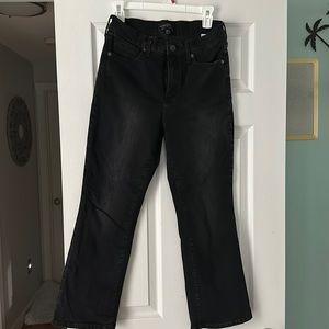 Black Crop kick boot high rise jeans.